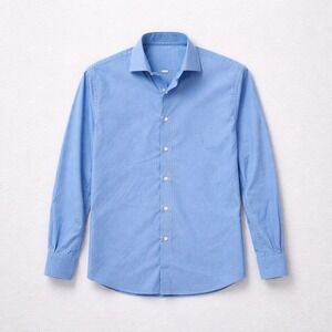 KENNETH COLE REACTION Men's 16 32/33 Dress Shirt Blue Micro-Check Long Sleeve